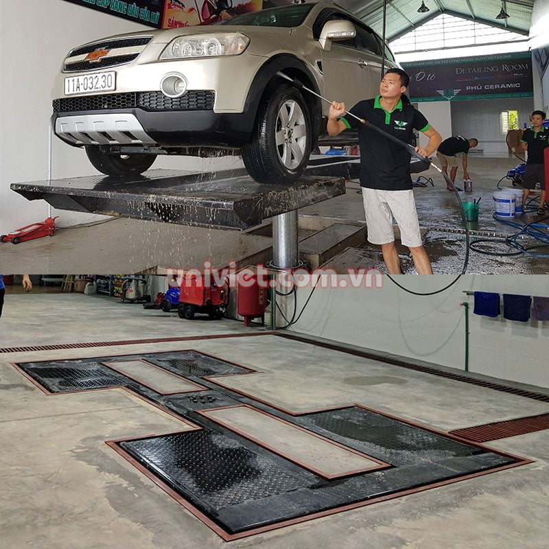 Mặt cầu nâng 1 trụ chữ I nâng bánh