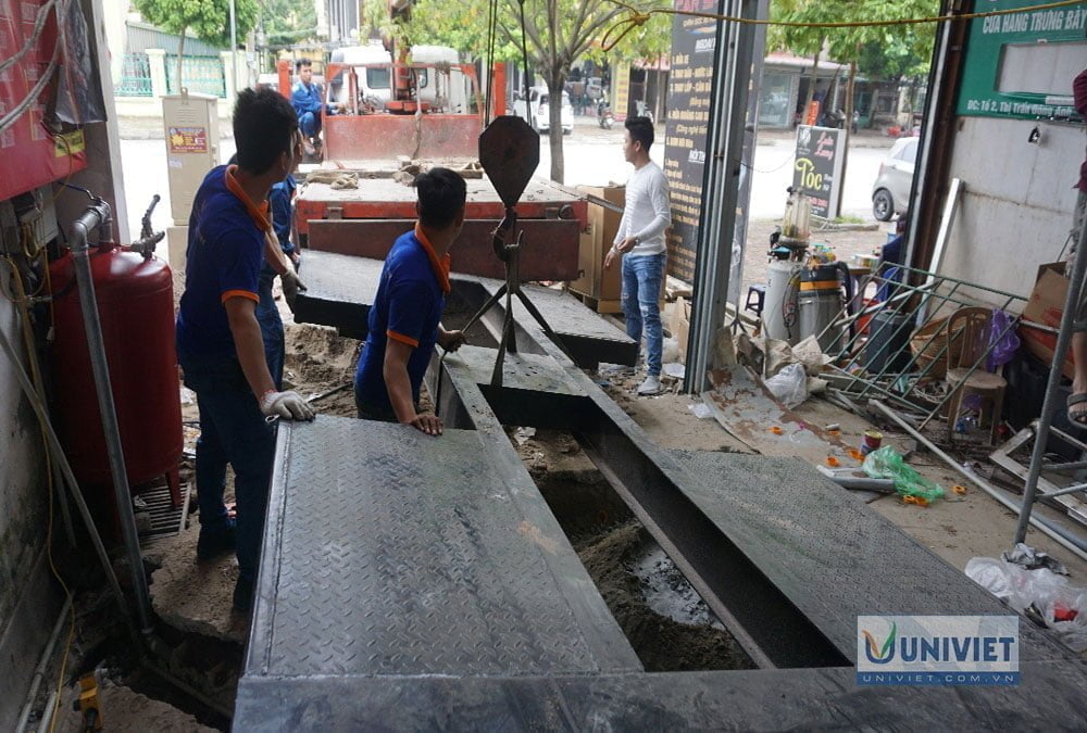 Mặt cầu nâng 1 trụ âm nền ( mặt cầu nâng 1 trụ chìm)