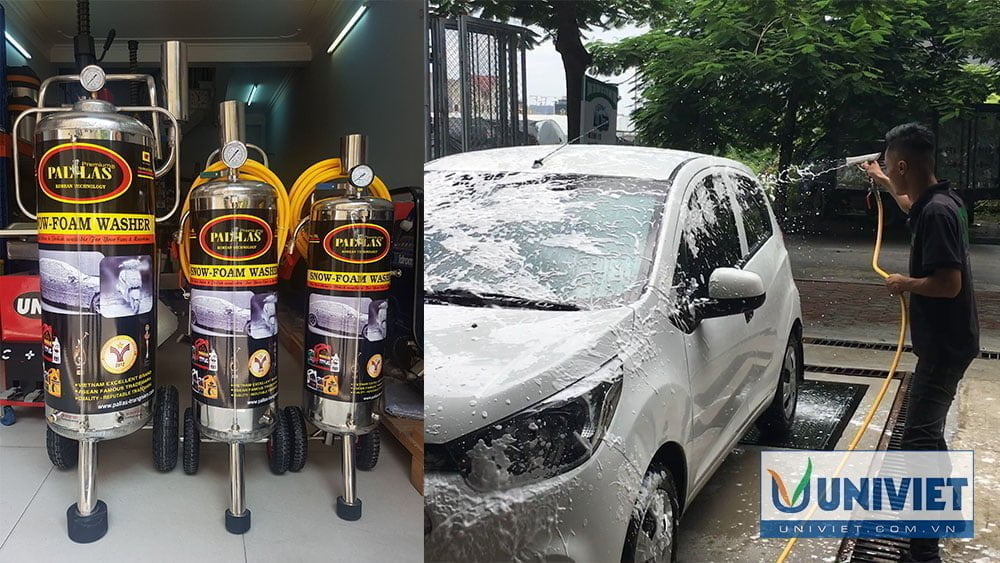 Mở tiệm rửa xe ô tô xe máy chạy điện 1 pha cần những trang thiết bị nào? 1 Bình phun bọt tuyết